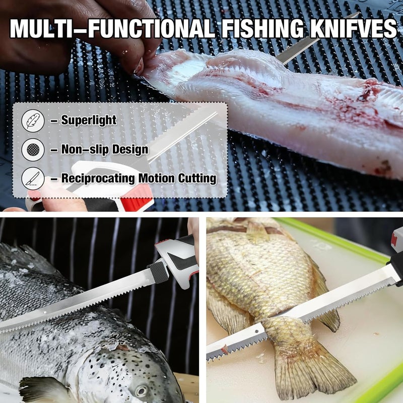 KITLUCK Cordless Electric Fillet Knife - 12V Cordless Fishing Knife with 6'', 8'' and 10'' Stiff Blades, 2 Rechargeable Battery Packs, 1 Charger, Electric Fish Fillet for Fishing, Filleting - Image 3